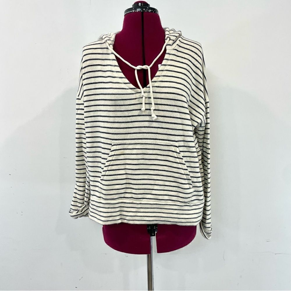 Joie Women's Super Soft Cotton Relaxed Fit Long Sleeve Striped Hoodie M
